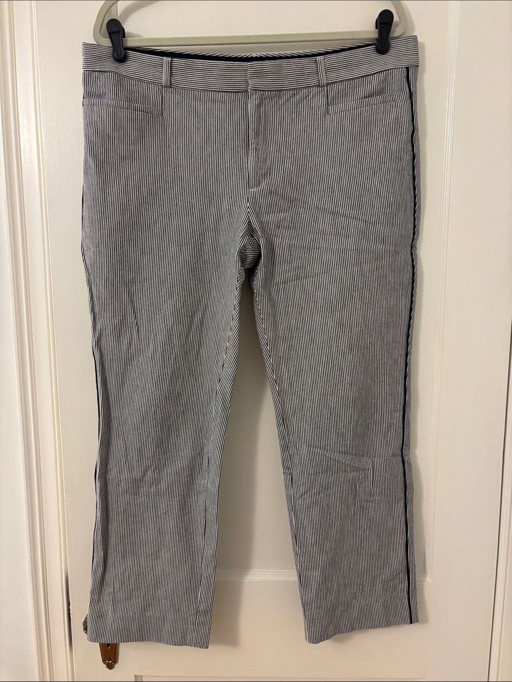 Banana Republic Navy and White Pinstripe Sloan Pants